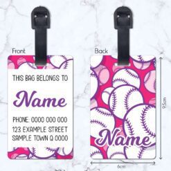 Pink Baseball Luggage Tag