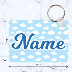 Blue Clouds Rectangle Wooden Bag Tag