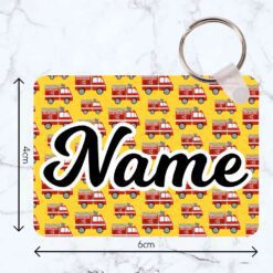 Fire Engines  Rectangle Wooden Bag Tag
