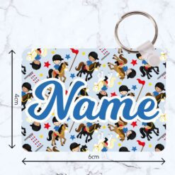 Horse Jumping Boy Rectangle Wooden Bag Tag