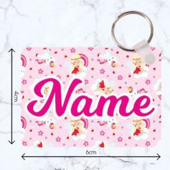 Little Girls and unicorns Rectangle Wooden Bag Tag
