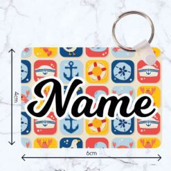 Nautical Squares Rectangle Wooden Bag Tag