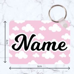 Pink Clouds Rectangle Wooden Bag Tag