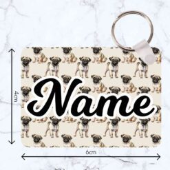 Puppy Pugs Rectangle Wooden Bag Tag