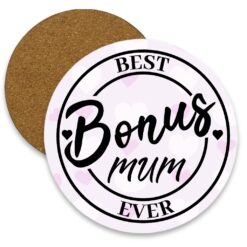 Best Bonus Mum  Round MDF Coaster