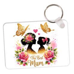 The Best Mum Glitter Rectangle Keyring