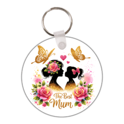 The Best Mum Glitter Circle Keyring