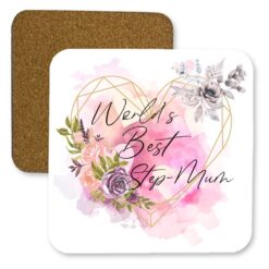 World's Best Step Mum Floral  Square MDF Coaster