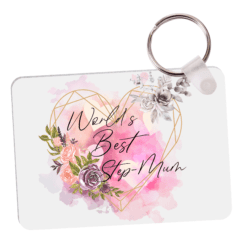 World's Best Step Mum Floral  Rectangle Keyring