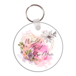 World's Best Step Mum Floral Circle Keyring