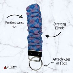 Blue Geometric - Key Fob Scrunchie