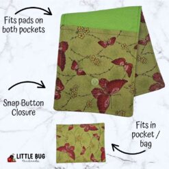 Green Butterflies Feminine Hygiene Travel Pouch