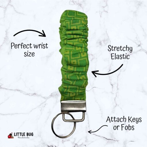 Green Geometric - Key Fob Scrunchie