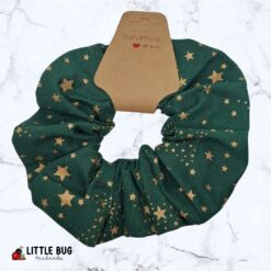 Green Gold Stars Scrunchie