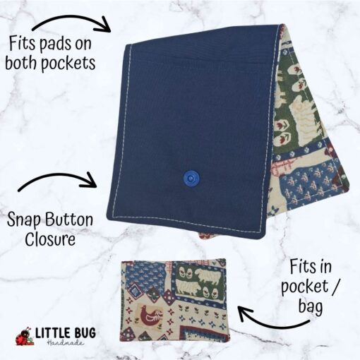 Navy Country Patchwork Feminine Hygiene Travel Pouch