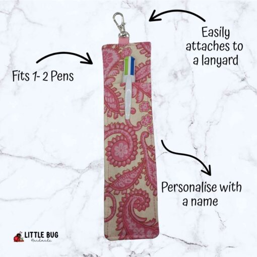 Pink Cream Paisley Pen Buddy