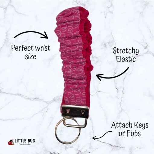 Pink Doodles - Key Fob Scrunchie