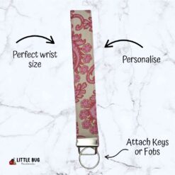 Pink Paisley on Cream Key Fob