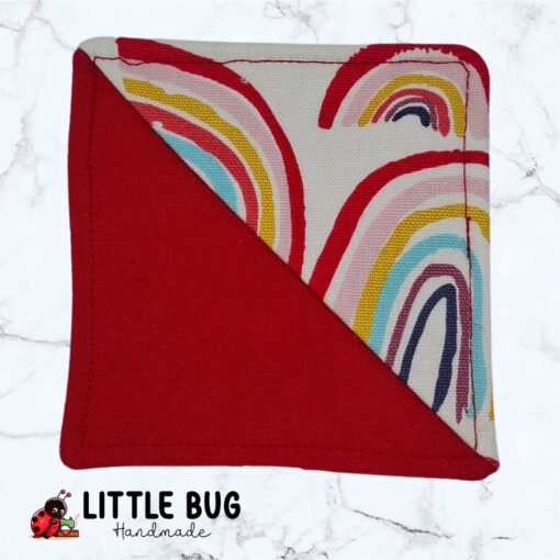 Rainbows on Red Corner Bookmark