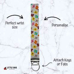 White Flowers Key Fob