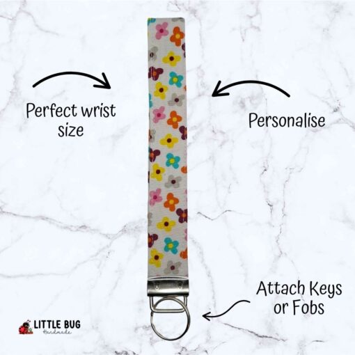 White Flowers Key Fob